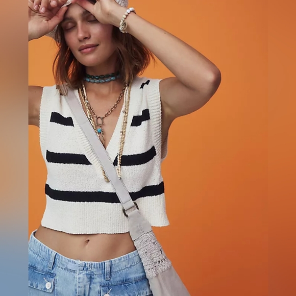Free People Santa Monica Striped Vest NWOT - Picture 3 of 8